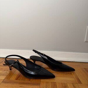 J. Crew Robin Kitten Heels in Italian Crinkle Patent Leather Black Size 8